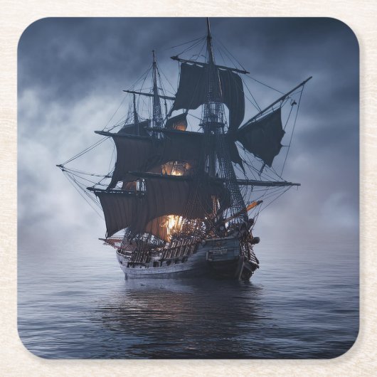 Pirate Spaans Galjoen Schip Kartonnen Onderzetters (Voorkant)