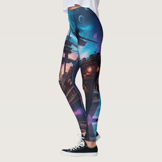 Pirate Space Ship Nebula en manen Leggings (Links)