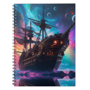 Pirate Space Ship Nebula en manen Notitieboek