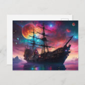 Pirate SpaceShip landt op een andere planeet Briefkaart (Voorkant / Achterkant)