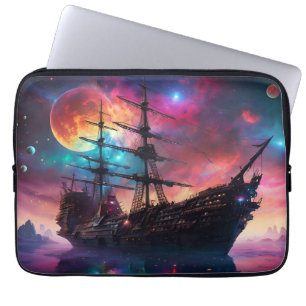 Pirate SpaceShip landt op een andere planeet Laptop Sleeve
