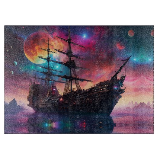 Pirate SpaceShip landt op een andere planeet Snijplank (Voorkant)