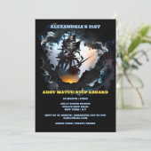 Pirate spookschip jolly roger nacht galjoen storm kaart (Staand voorkant)