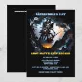 Pirate spookschip jolly roger nacht galjoen storm kaart (Voorkant / Achterkant)