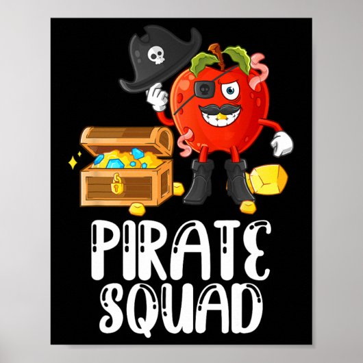 Pirate Squad Grappige Apple-leraar praat als een p Poster (Voorkant)