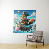 Pirate Squirrel's Acorn Ruimteschip Avontuur Wandkleed (In situ)