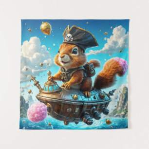 Pirate Squirrel's Acorn Ruimteschip Avontuur Wandkleed