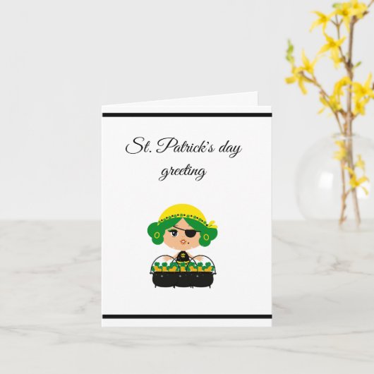 pirate st patrick ' s dagkaart kaart (Gele Bloem)