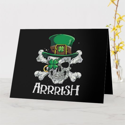 Pirate St Patricks Day Arrrish Leprechaun Boys Man Kaart (Gele Bloem)