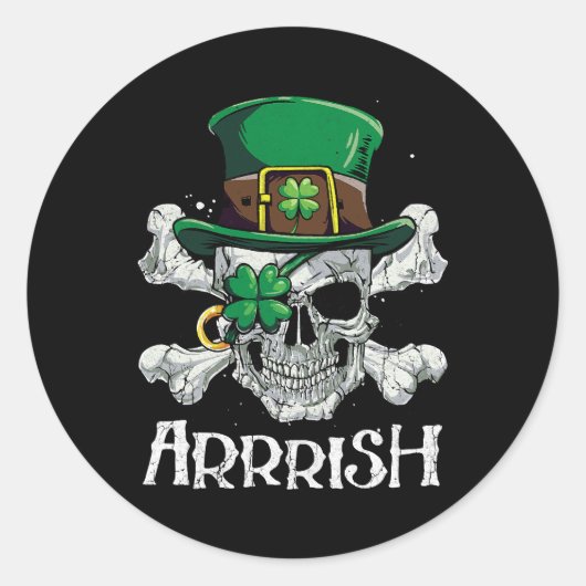 Pirate St Patricks Day Arrrish Leprechaun Boys Man Ronde Sticker (Voorkant)