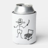 Pirate Stickman met schatkist Blikjeskoeler (Blikje Voorkant)