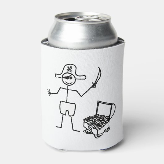 Pirate Stickman met schatkist Blikjeskoeler (Blikje Voorkant)
