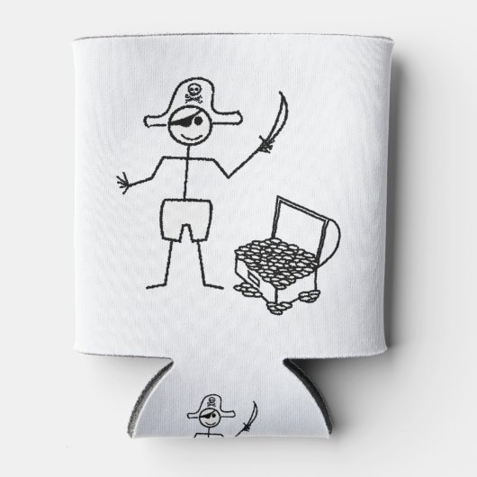 Pirate Stickman met schatkist Blikjeskoeler (Voorkant)