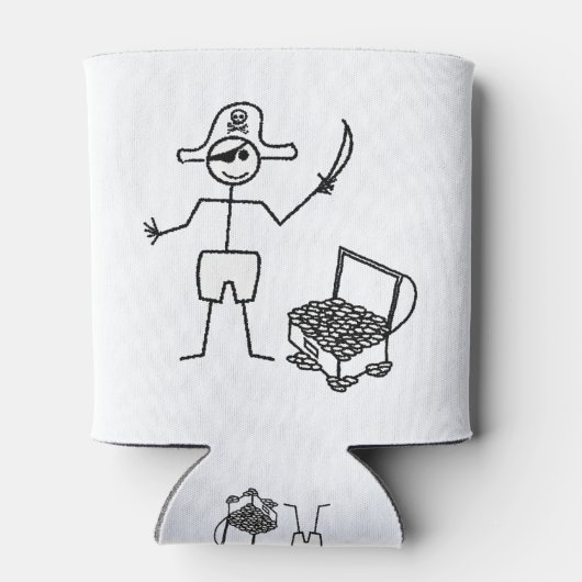 Pirate Stickman met schatkist Blikjeskoeler (Achterkant)