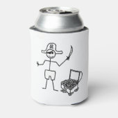 Pirate Stickman met schatkist Blikjeskoeler (Blikje Achterkant)