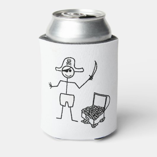 Pirate Stickman met schatkist Blikjeskoeler (Blikje Achterkant)