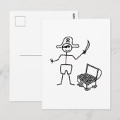 Pirate Stickman met schatkist Briefkaart (Voorkant / Achterkant)