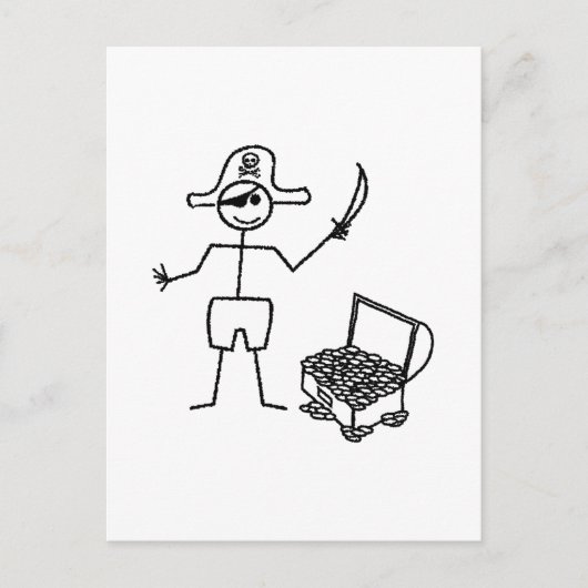 Pirate Stickman met schatkist Briefkaart (Voorkant)