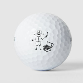 Pirate Stickman met schatkist Golfballen
