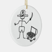 Pirate Stickman met schatkist Keramisch Ornament (Rechts)