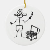 Pirate Stickman met schatkist Keramisch Ornament (Voorkant)