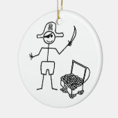 Pirate Stickman met schatkist Keramisch Ornament (Links)