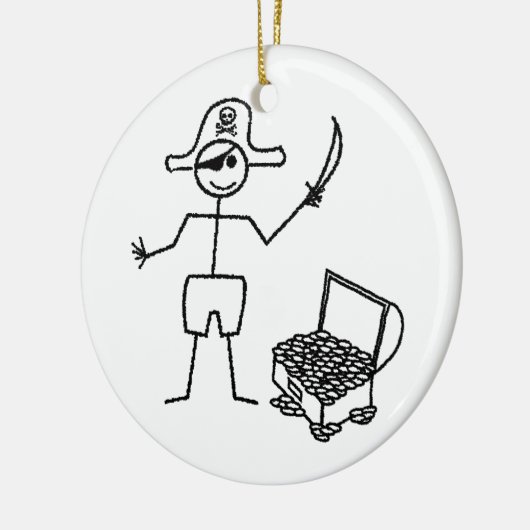 Pirate Stickman met schatkist Keramisch Ornament (Links)