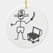 Pirate Stickman met schatkist Keramisch Ornament (Achterkant)