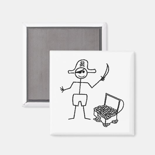 Pirate Stickman met schatkist Magneet (Voorkant / Achterkant)