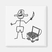 Pirate Stickman met schatkist Magneet (Voorkant)