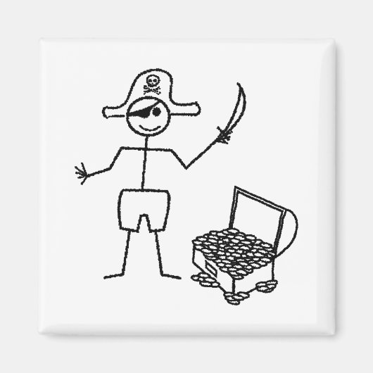 Pirate Stickman met schatkist Magneet (Voorkant)