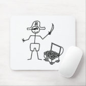 Pirate Stickman met schatkist Muismat (Met muis)