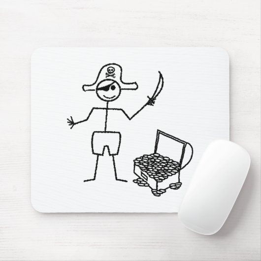 Pirate Stickman met schatkist Muismat (Met muis)