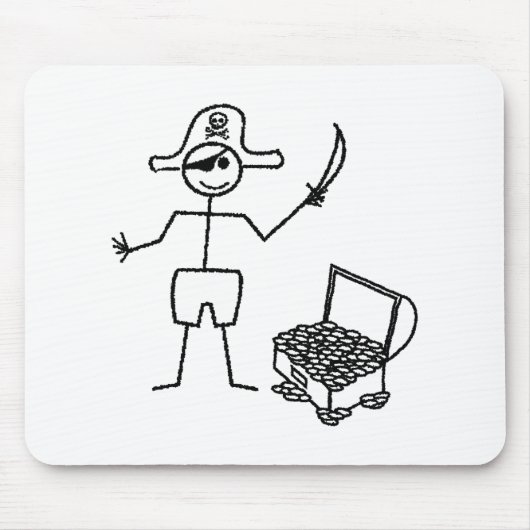 Pirate Stickman met schatkist Muismat (Voorkant)