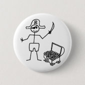 Pirate Stickman met schatkist Ronde Button 5,7 Cm (Voorkant)