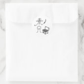 Pirate Stickman met schatkist Ronde Sticker (Tas)