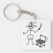 Pirate Stickman met schatkist Sleutelhanger (voorkant)