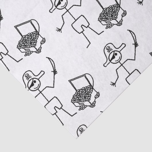 Pirate Stickman met schatkist Tissuepapier (Detail)