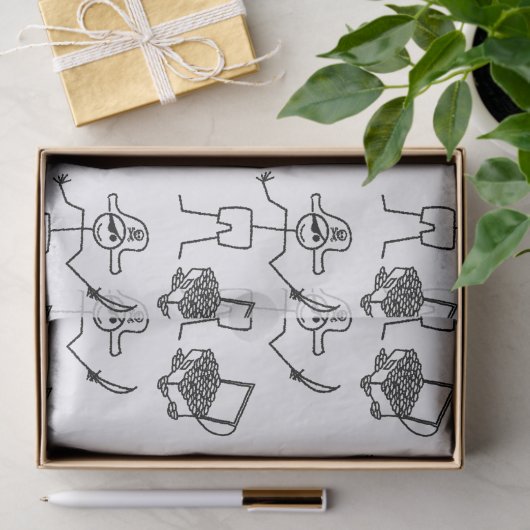 Pirate Stickman met schatkist Tissuepapier (Geschenk)