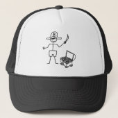 Pirate Stickman met schatkist Trucker Pet (Voorkant)