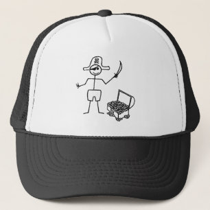 Pirate Stickman met schatkist Trucker Pet