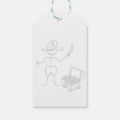 Pirate Stickman Met Schatkist Waterverf Cadeaulabel (Achterkant)