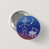 Pirate Stickman Met Schatkist Waterverf Ronde Button 3,2 Cm (Voorkant /achterkant)
