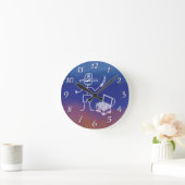 Pirate Stickman Met Schatkist Waterverf Ronde Klok (Huis)
