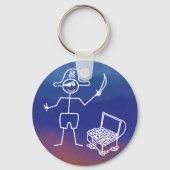 Pirate Stickman Met Schatkist Waterverf Sleutelhanger (Achterkant)