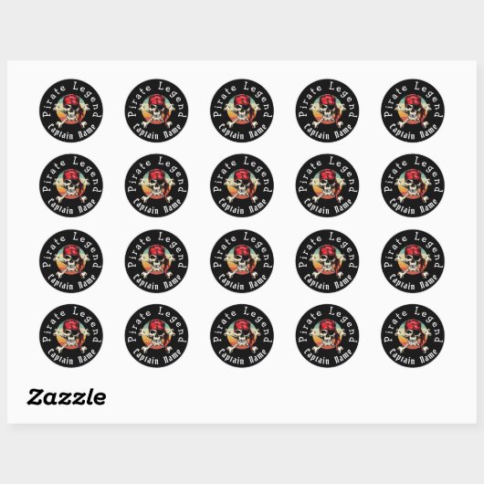 Pirate sunset classic round sticker (Vel)