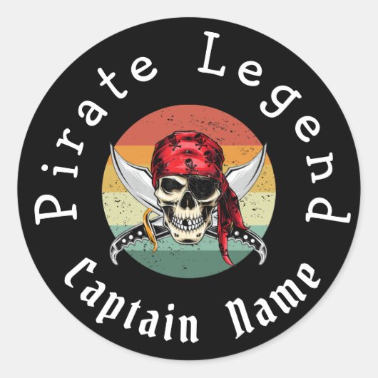 Pirate sunset ronde sticker (Voorkant)