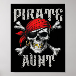 Pirate Tante Jolly Roger Vlag en schedel crossbone Poster