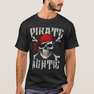 Pirate Tante Jolly Roger Vlag en schedel Crossbone T-shirt