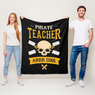 Pirate Teacher Arrr Cool Skull Rustic Fleece Deken